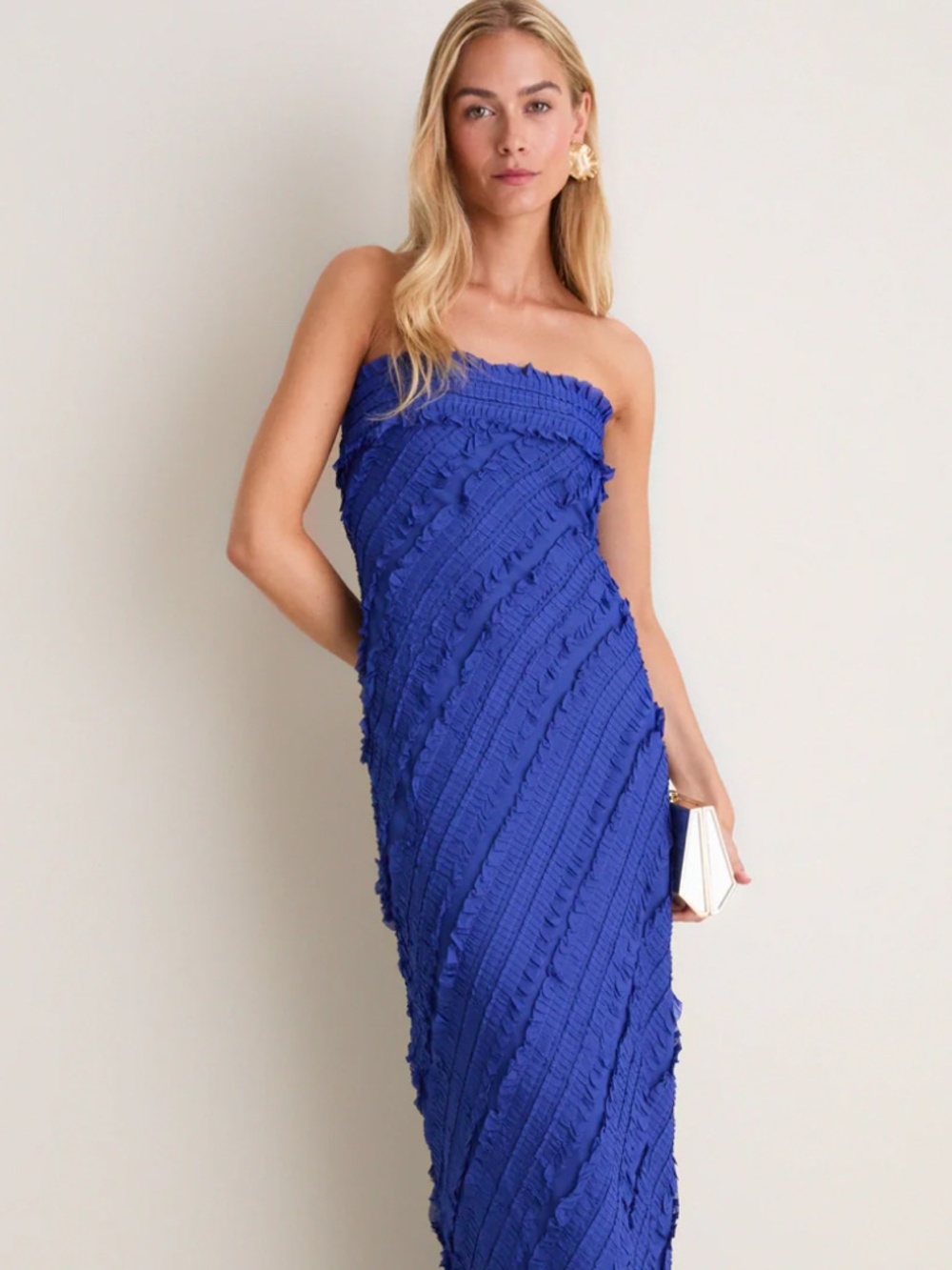 Cobalt Blue Textured Carrie Strapless Dress